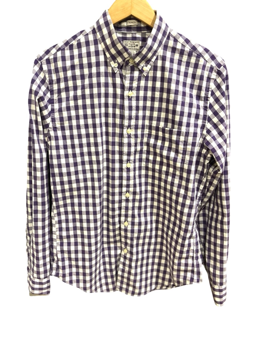 J. Crew Purple and White Gingham Button-Down Shirt